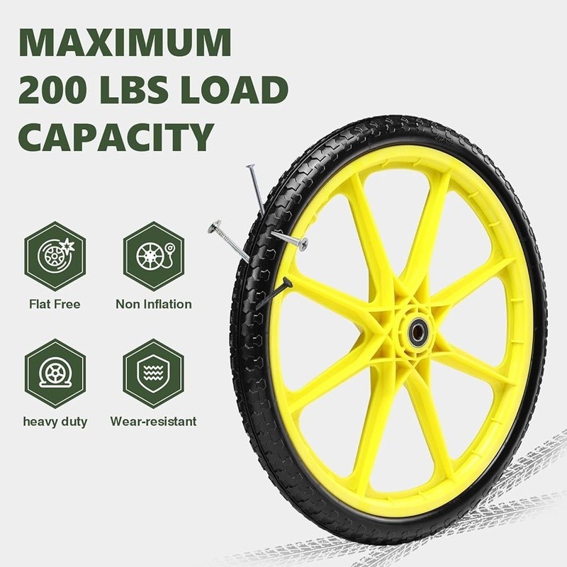 20 Inch Flat Free Tire Solid Airless Wheelbarrow Utility Cart Heavy Duty New gallery