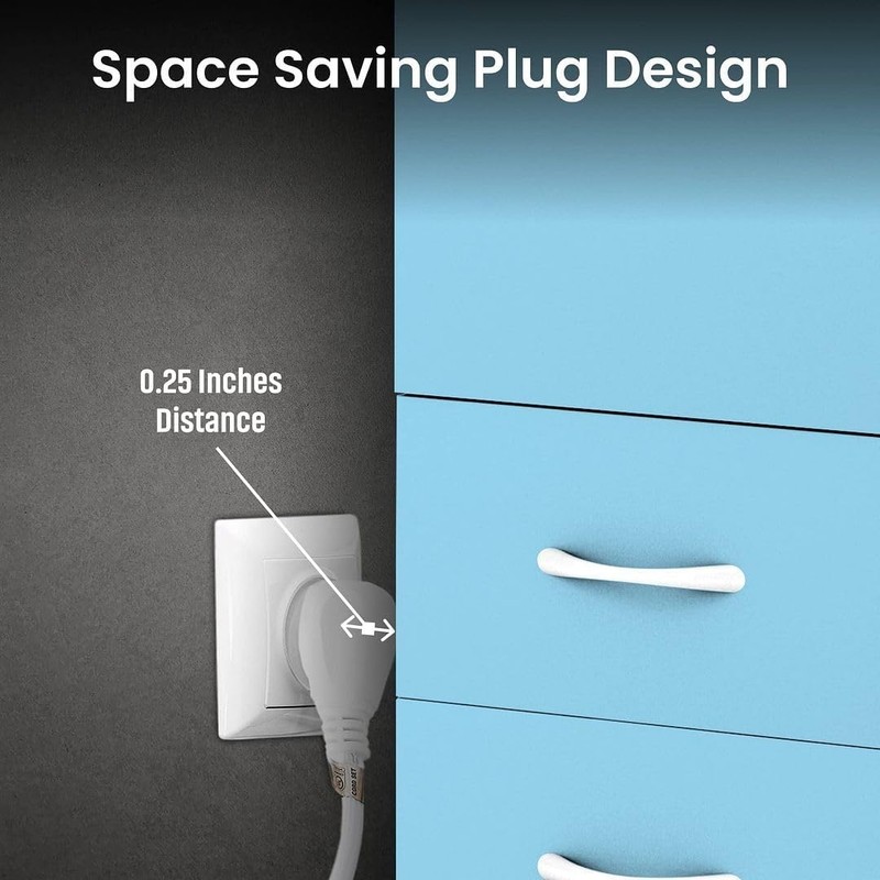30FT- 3 Outlet Flat Extension Cord Indoor 3 Prong Extension Cord with 16AWG 125V gallery