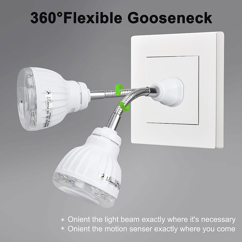 LED Motion-Activated Sensor Night Light Indoor AC Outlet Plug-In Wall Stair Lamp gallery