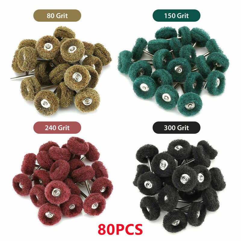 80Pack Abrasive Buffing Wheel Grinding Polishing Shank Craft Bits Rotary Tool gallery