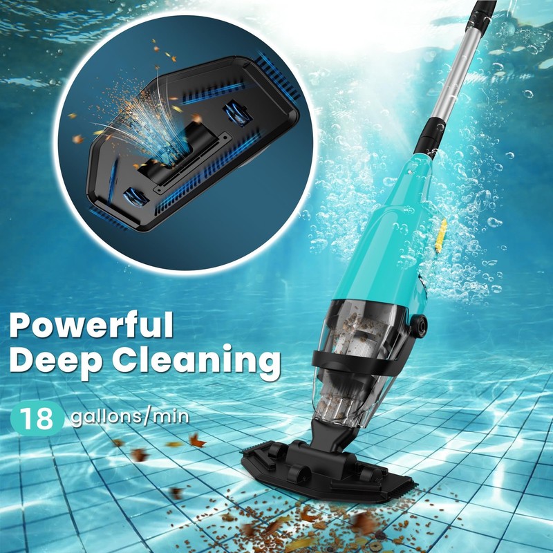 Handheld Pool Vacuum- Cordless Above InGround Swimming Spa Hot Tub Cleaner 90min gallery