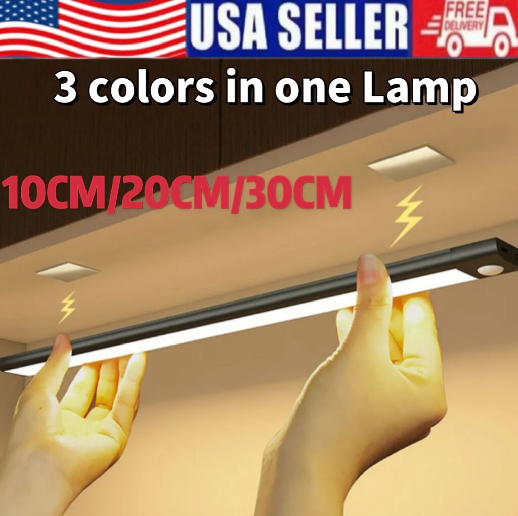LED Motion Sensor Under Cabinet Closet Light USB Rechargeable Kitchen Lamp Strip gallery