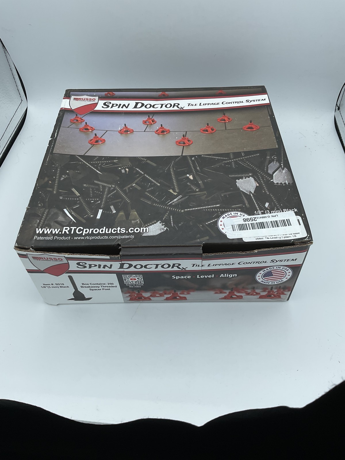 RTC Products Spin Doctor Tile Lippage Control System 1/8" (3mm) Black Breakaway gallery
