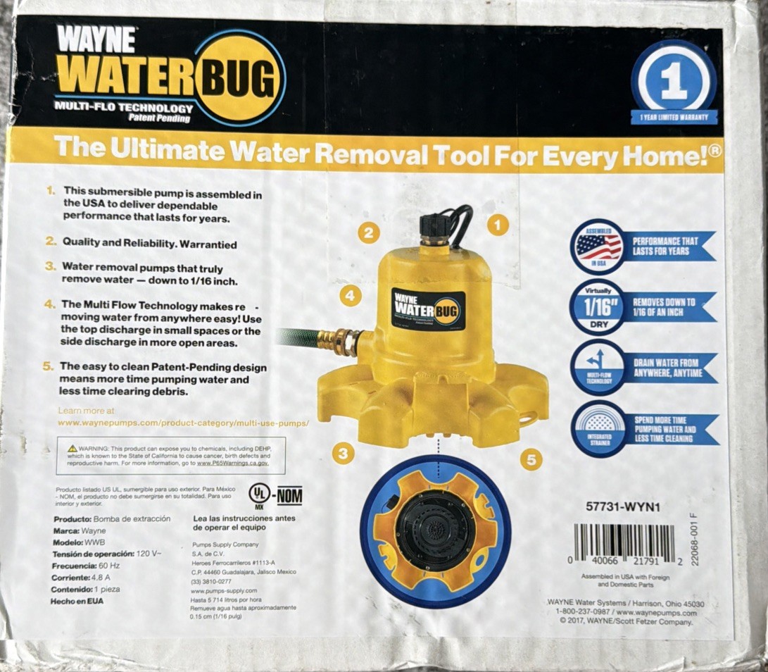 Wayne 1/6 HP WaterBUG Submersible Utility Pump with Multi-Flo Technology gallery