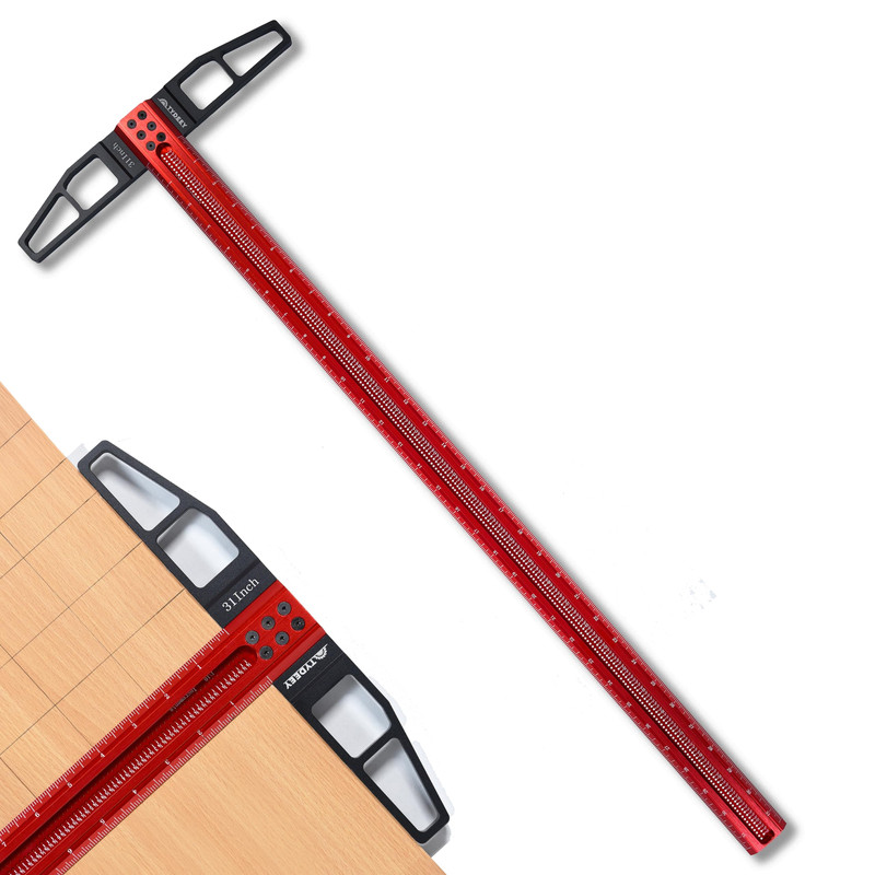 Tydeey 12 24 31 39 In Precision Ruler Square T-Shaped Woodworking Scriber gallery