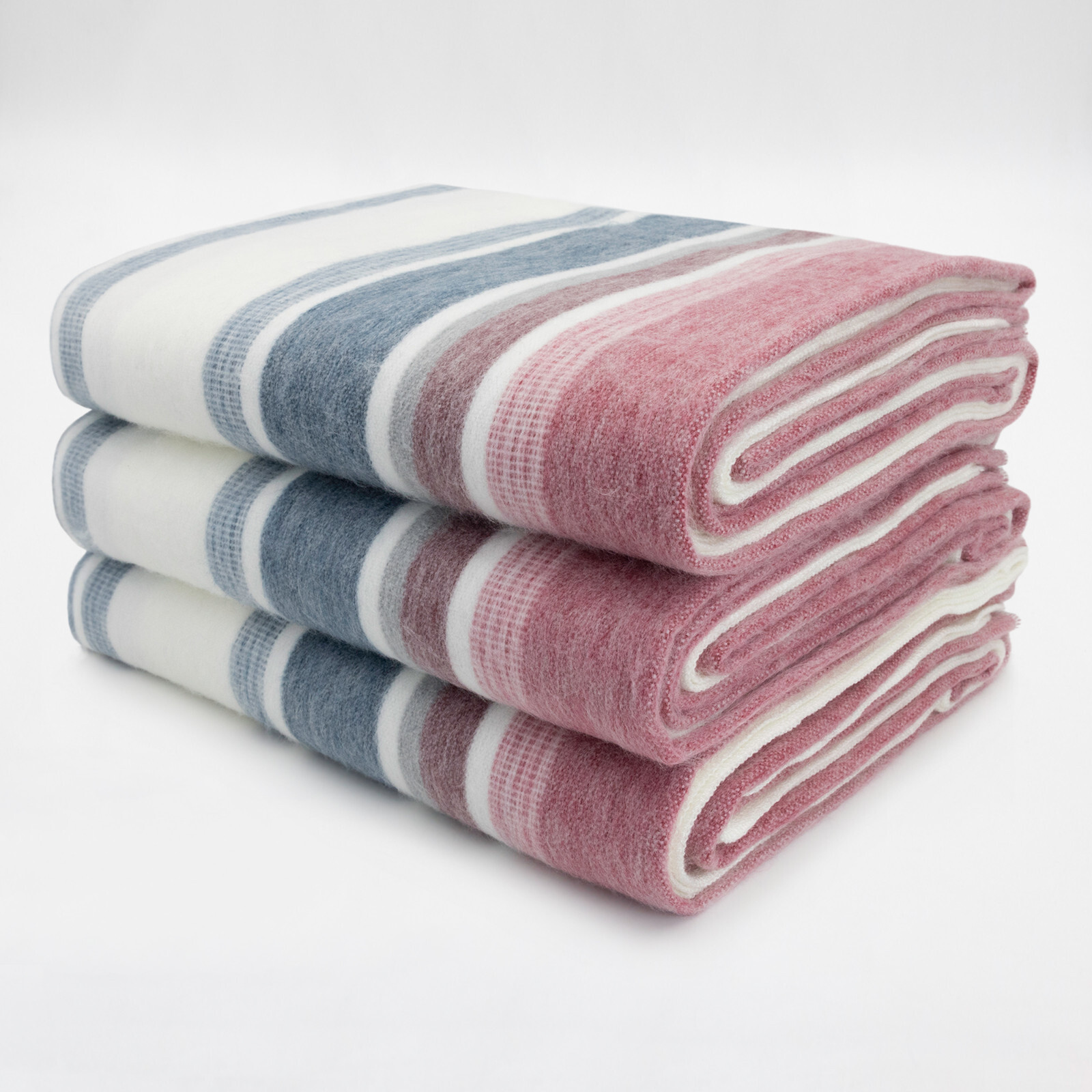 SOFT & WARM STRIPED ALPACA WOOL BLANKET QUEEN BED SOFA THROW PASTEL COLORS gallery