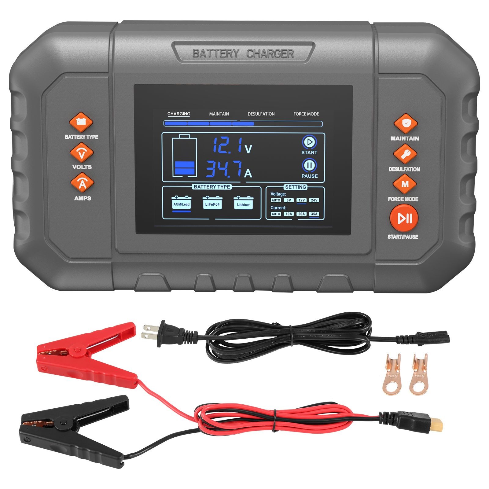 Smart Battery Charger, 35-Amp, Lithium LiFePO4 Lead-Acid (AGM/ Gel/ SLA) Car B gallery