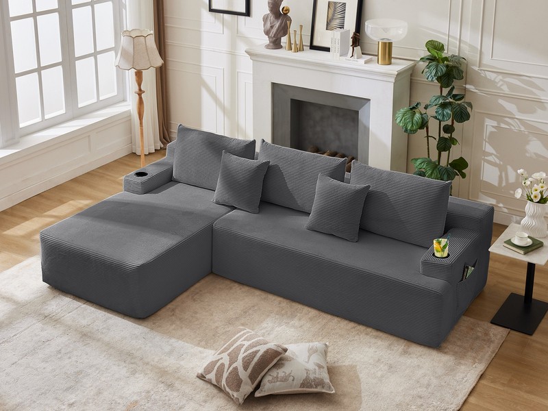 107" Cloud Sectional Couch with L-Shape Chaise,Modular Corduroy Sofa Living Room gallery