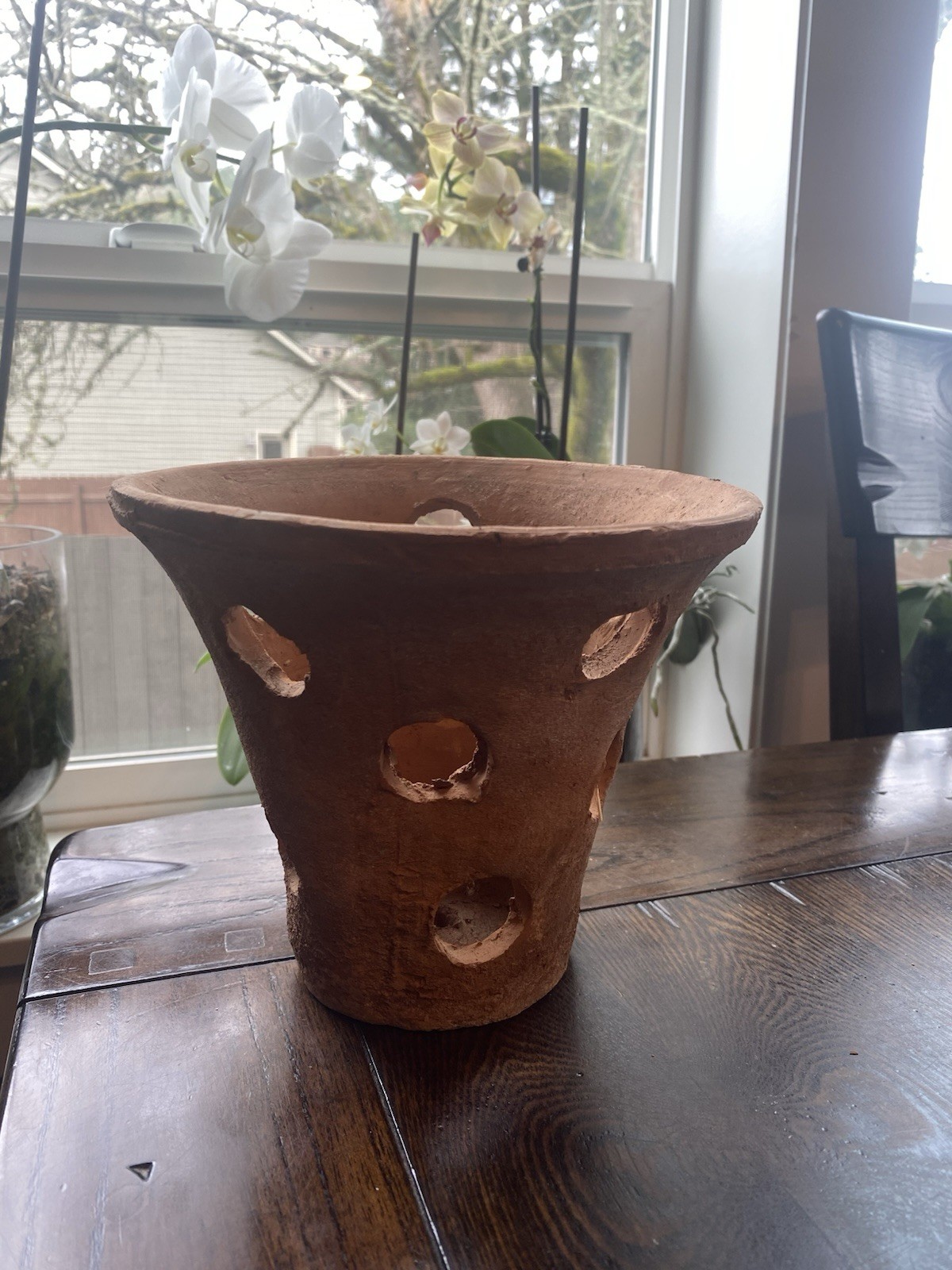 Rustic Handmade Terracotta Orchid Pot Large Cone Shape gallery