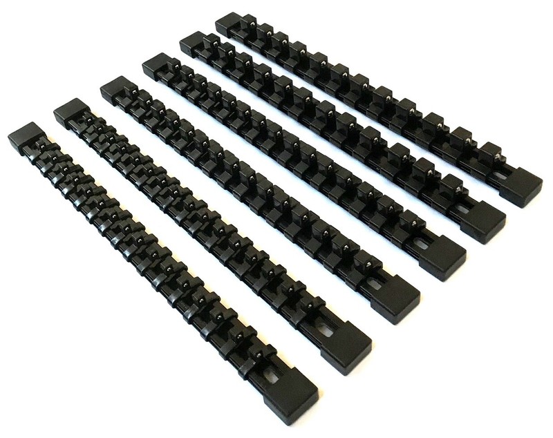 6 GOLIATH INDUSTRIAL MOUNTABLE SOCKET RAIL HOLDER ORGANIZER BLACK 1/4 3/8 1/2 gallery