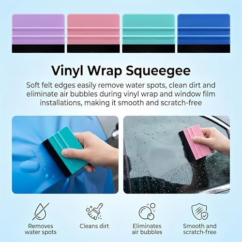 4 Pcs Squeegee for Vinyl, Felt Squeegee Vinyl Felt Vinyls Wrap Tools Smoothing gallery