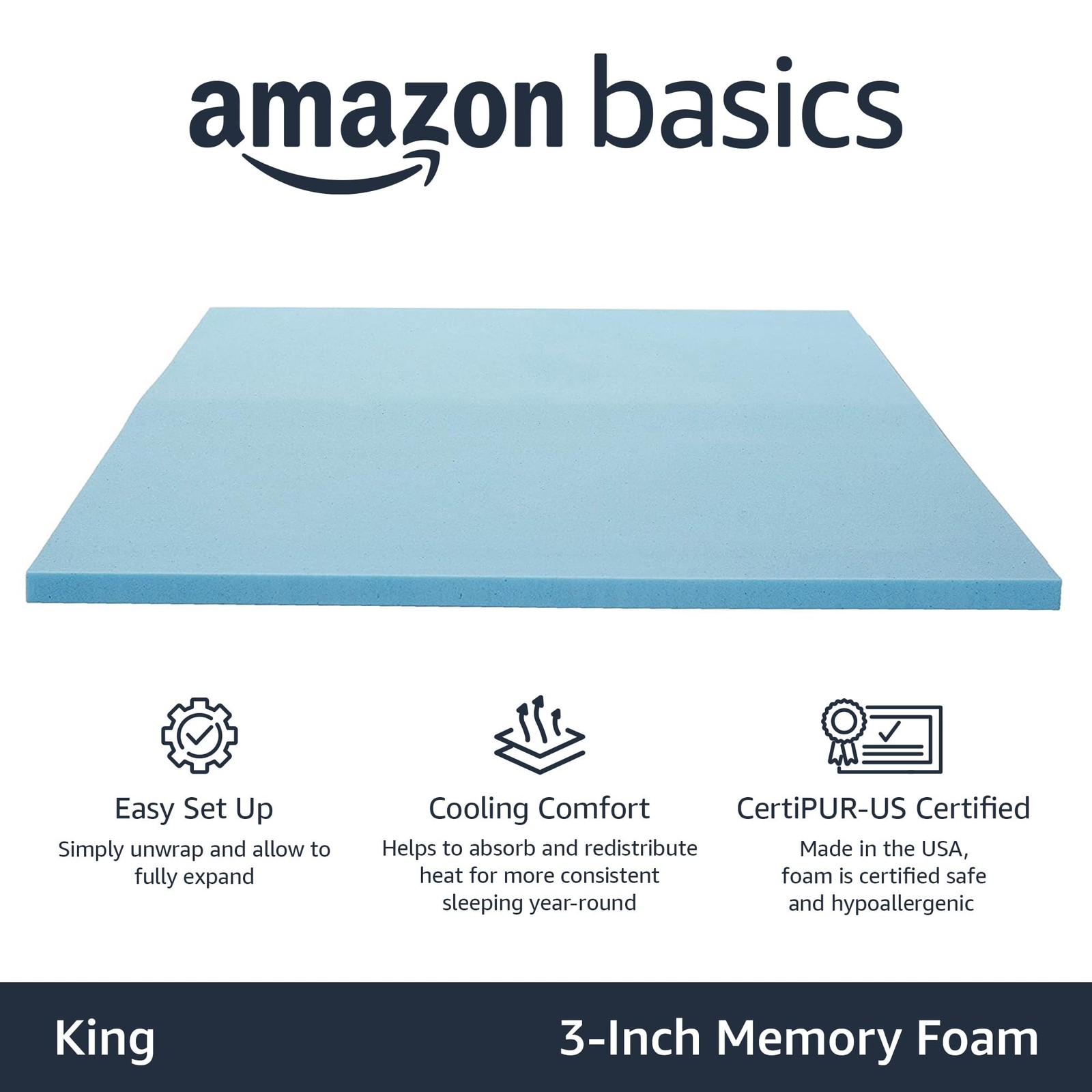 Retailer Basics King Mattress Topper Cooling Gel-Infused Certipur-Us Certified 3 gallery