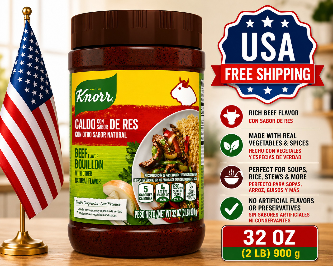 Knorr Granulated Beef Bouillon Ground Seasoning, 2.0 lb Jar gallery