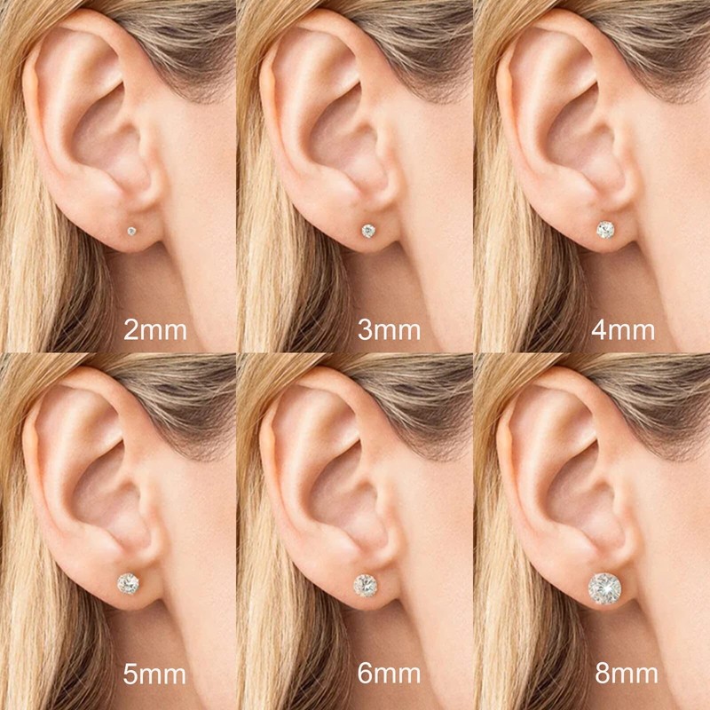 Threadless Flat Back Stud Earrings, 6 Pairs Titanium Hypoallergenic Earrings ... gallery