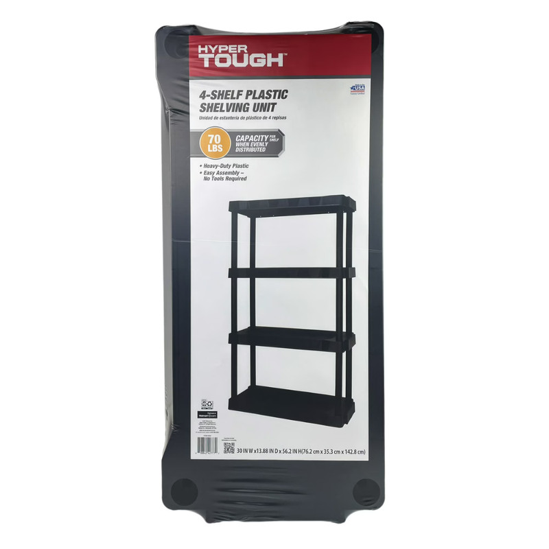 Hyper Tough 4-Tier Plastic Shelving Unit, Heavy Duty Garage Storage Rack, 280lb gallery