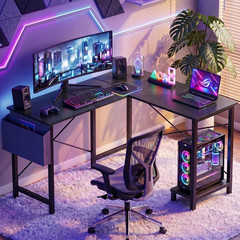 CONCETTA 49″ Reversible Corner Desk, Black, CPU Stand & Bag