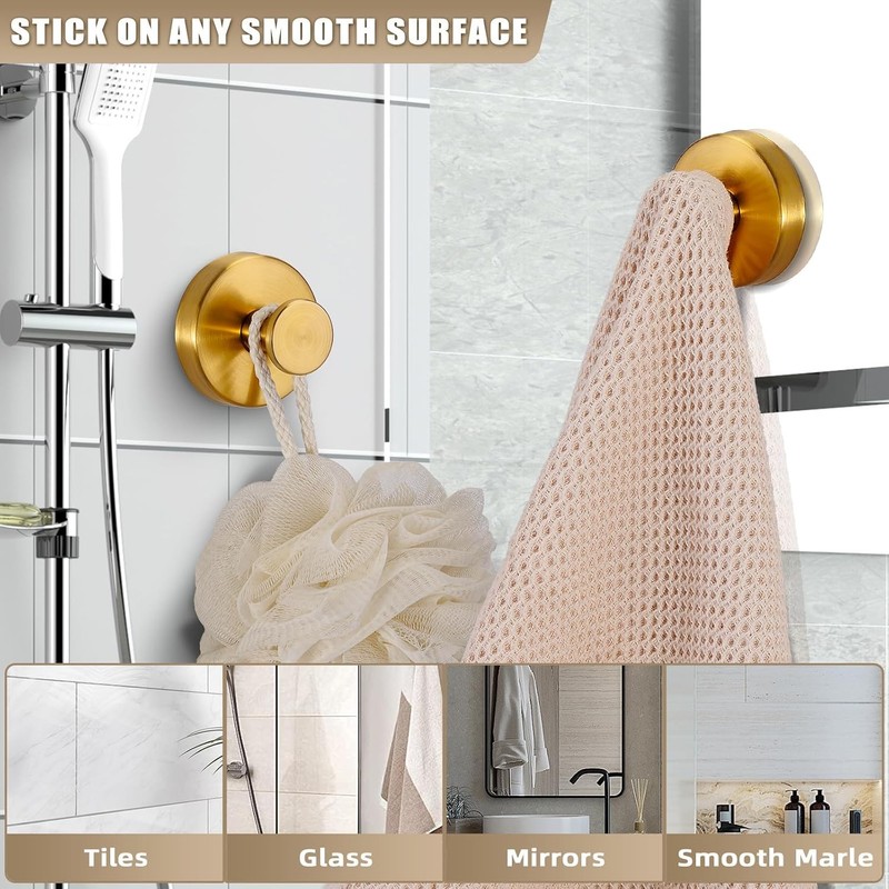 GMOX Removable Suction Hooks No-Drill Rustproof Waterproof Shower Hooks for Wall gallery
