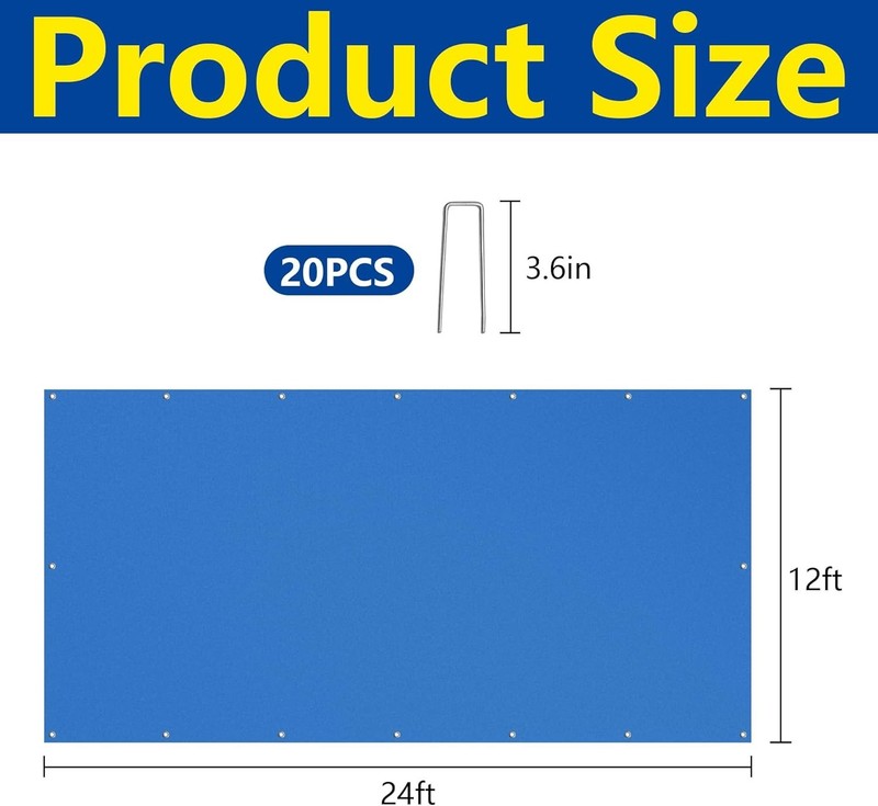 24x12ft Rectangular Waterproof Pool Liner Pad - Durable Outdoor Tarp with Stakes gallery