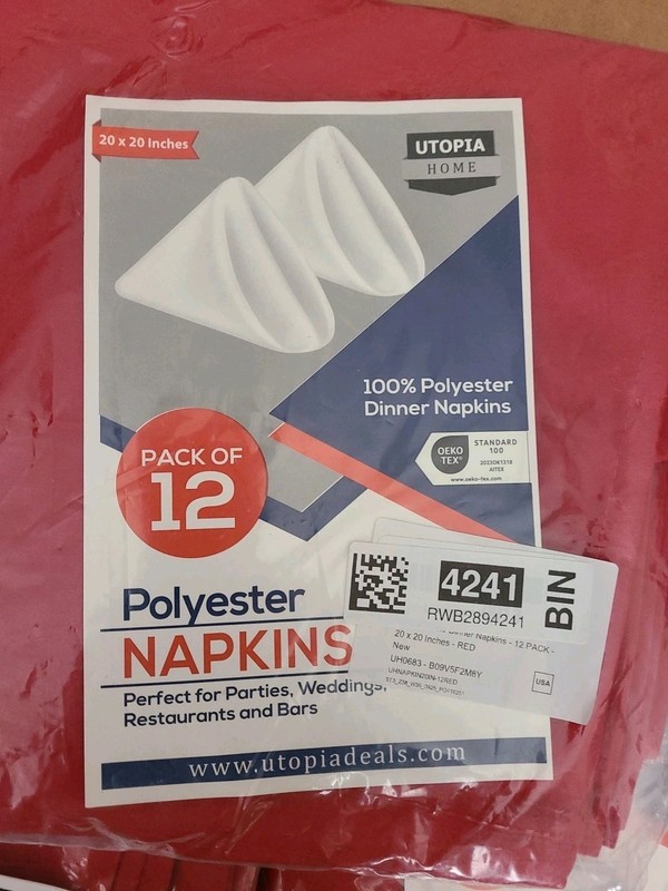 Red Polyester Napkins 20"x20" Solid Color Red - Lot of 36 gallery