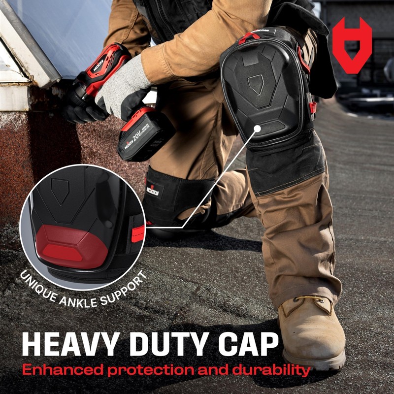 Heavy Duty Knee Pads for Men - Construction, Ankle Support, Anti-Slip Cap, Gel P gallery