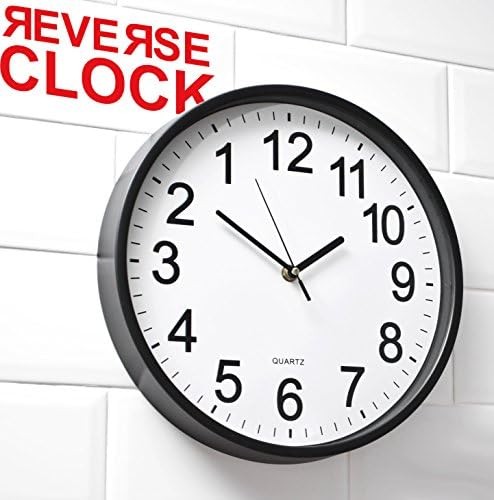 Backwards Wall Clock 12 inch Run Counterclockwise Reverse Clock Novel Decorat... gallery