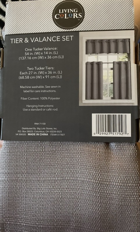 Living Colors Gray Polyester Tier & Valance Set Modern 3PC 54x14 27x36 Solid gallery