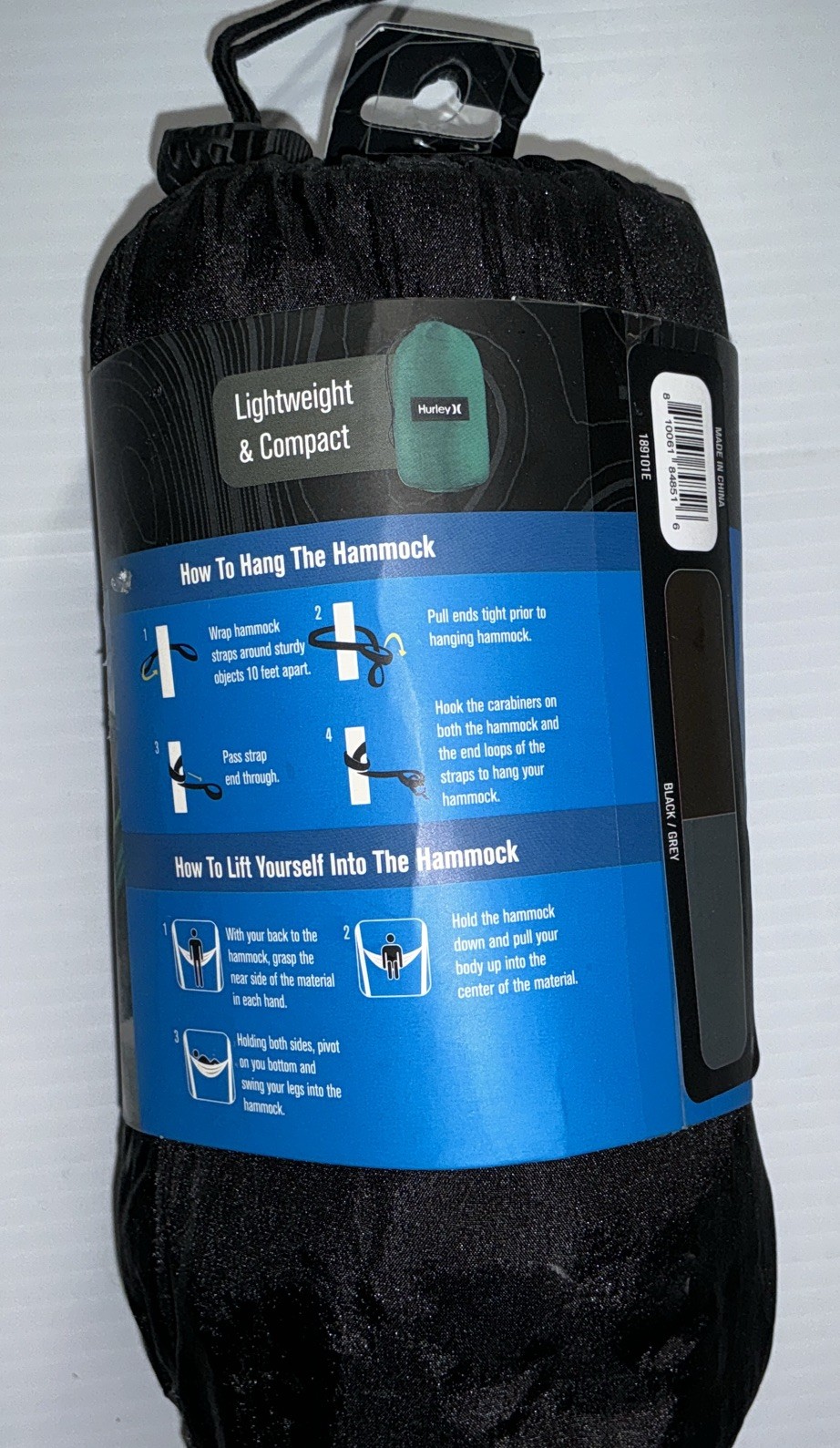 Hurley UNO Hammock 2 Nylon Tree Straps, 2 Steel Carabiners Included, 440 Lb gallery