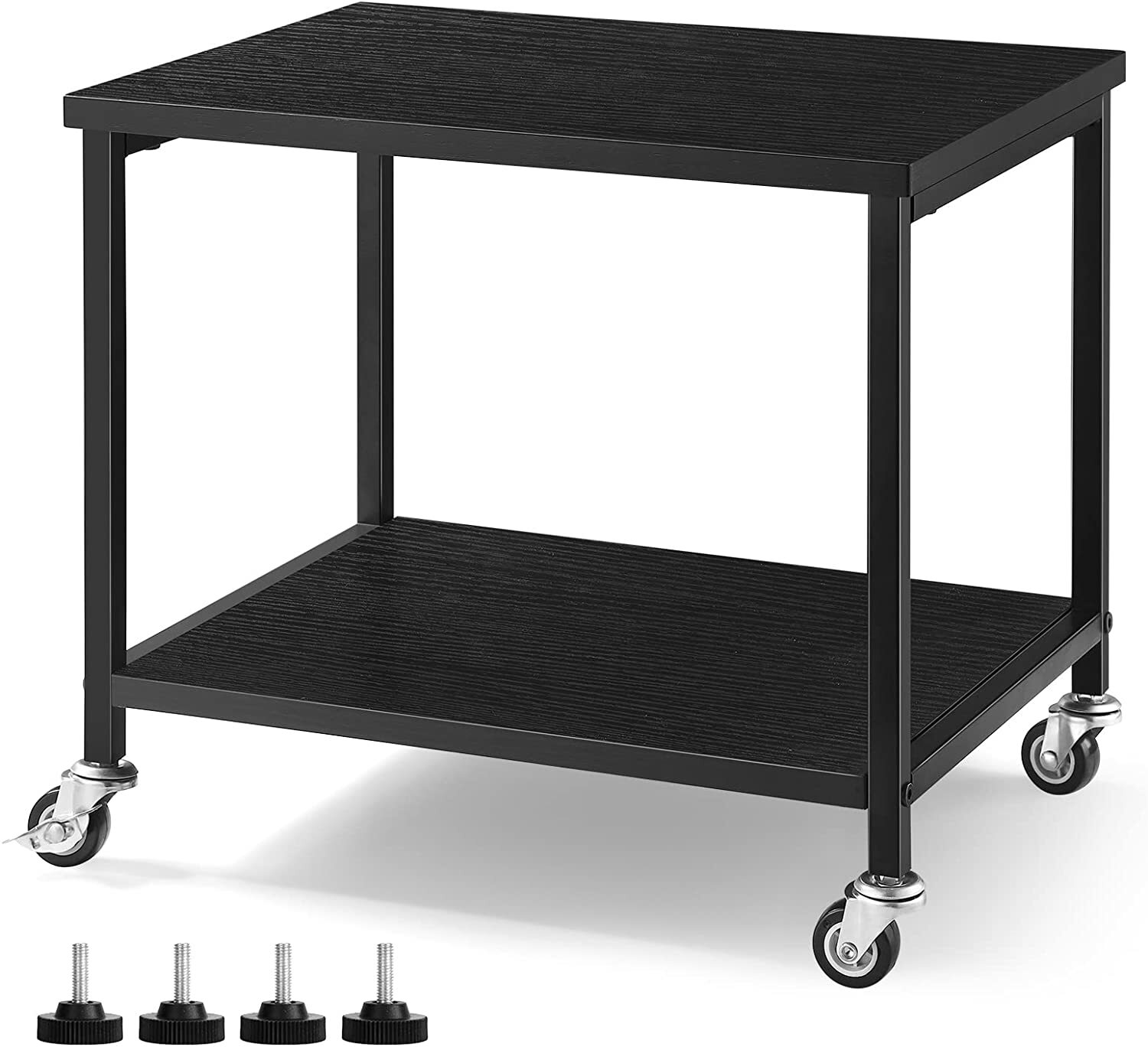 2-Tier Printer Stand, Under Desk Rolling Printer Cart with Storage Shelves Black gallery