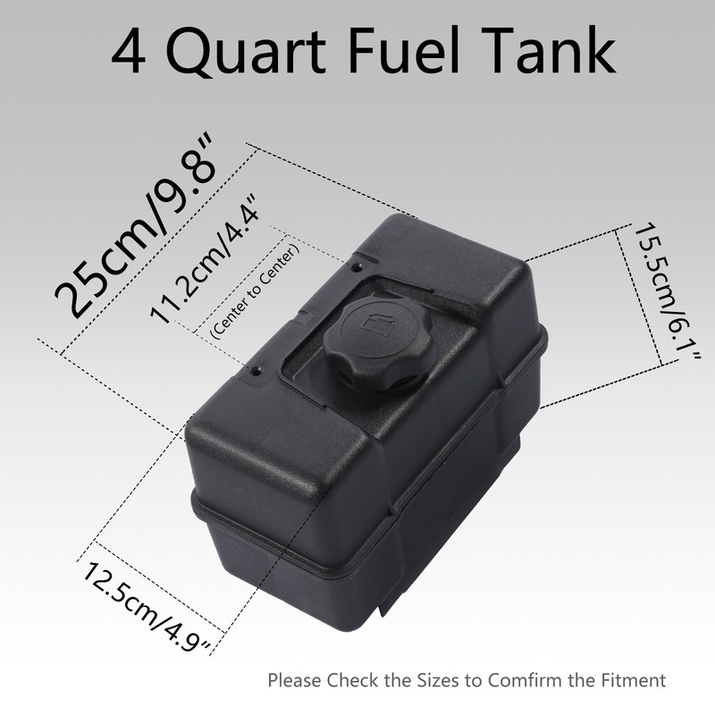 4 Quart Plastic Fuel Tank w/ Cap & Shut-Off Valve Fit for Briggs & Stratt 691993 gallery