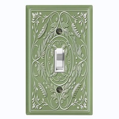 Metal Light Switch Outlet Cover Wall Plate Elegant Green Floral Frame FME145