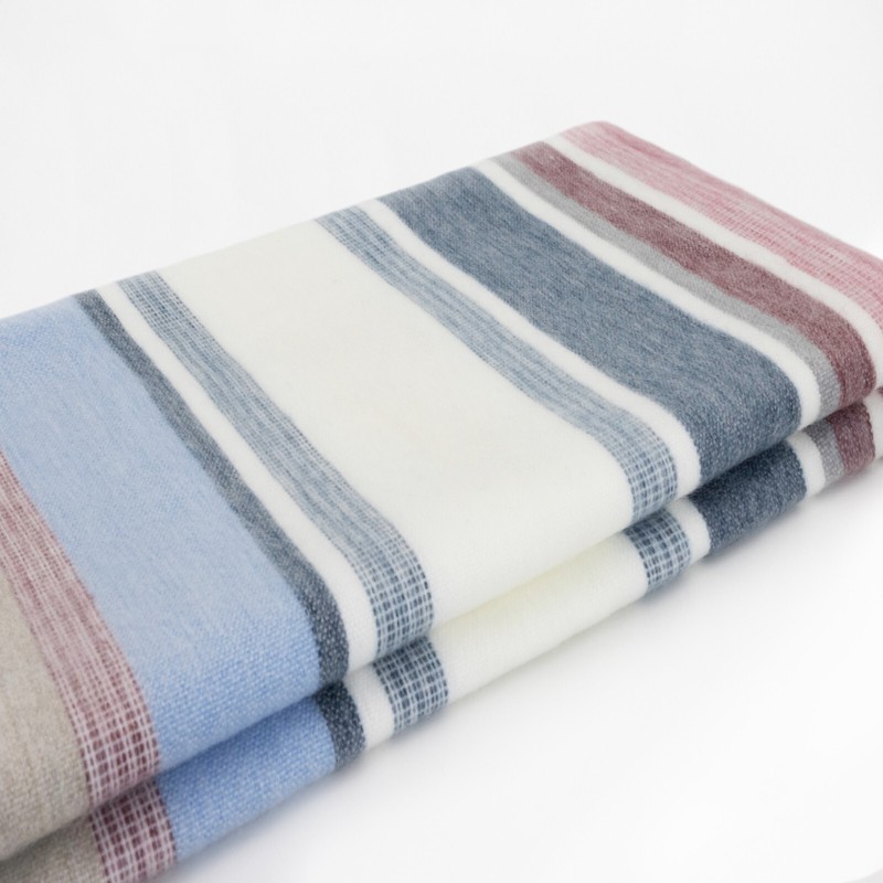 SOFT & WARM STRIPED ALPACA WOOL BLANKET QUEEN BED SOFA THROW PASTEL COLORS gallery