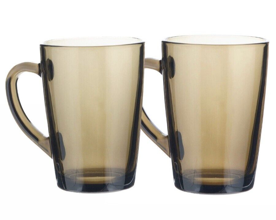 Luminarc Eclipse Brown Glass Mug Set Tempered Glass Mug Coffee Cup Teacup 2x10oz gallery