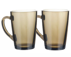 Luminarc Eclipse Brown Glass Mug Set Tempered Glass Mug Coffee Cup Teacup 2x10oz