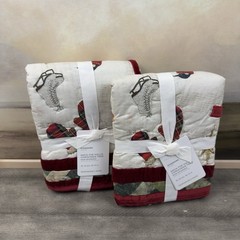 Pottery Barn Deck The Halls Christmas Tree Reversible Quilted Standard Shams (2)