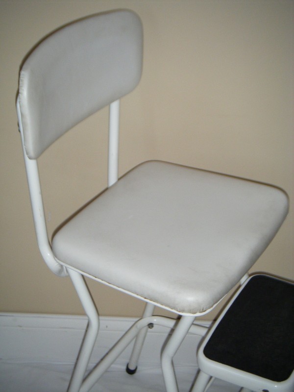 Vintage COSCO White Kitchen Pull Out Step Stool Chair gallery