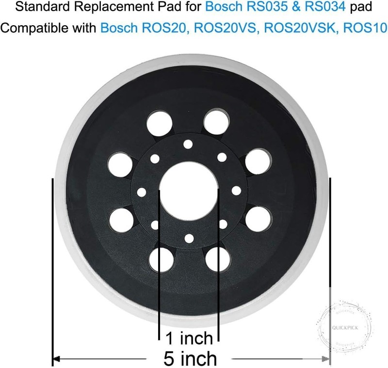 2 Pack 5 Inch 8 Hole Hook & Loop Replacement Sander Pad for 5" Bosch ROS20VS, gallery