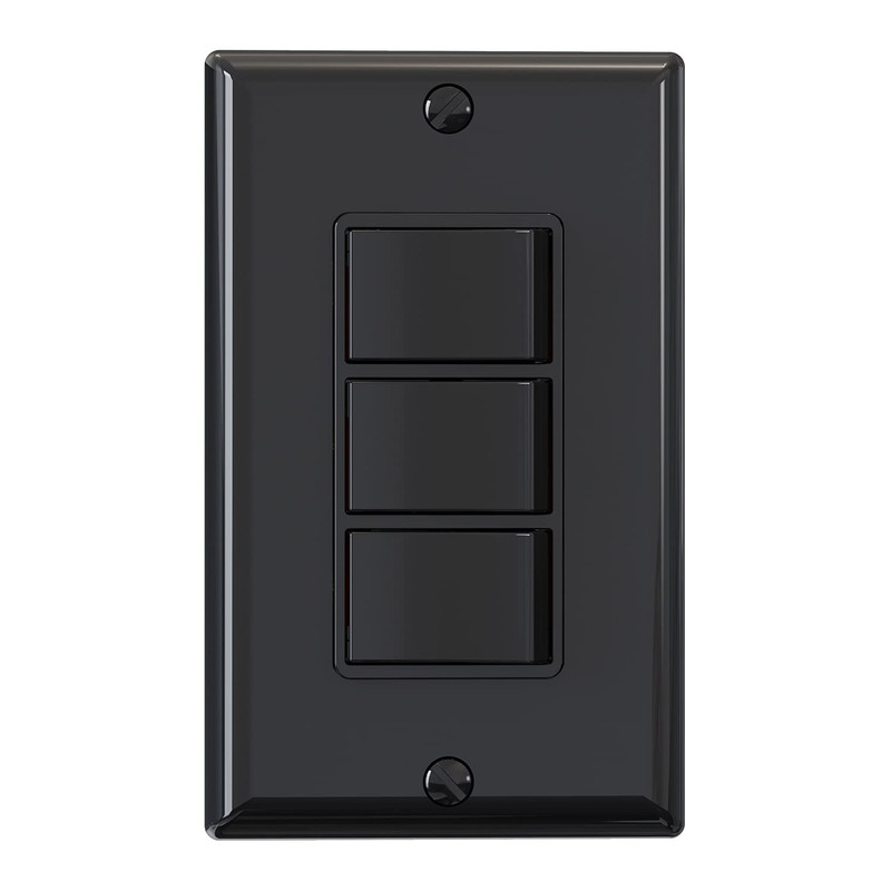 Decorator Triple Rocker Switch, Single Pole Electrical Paddle, 15A 120V In-Wall gallery