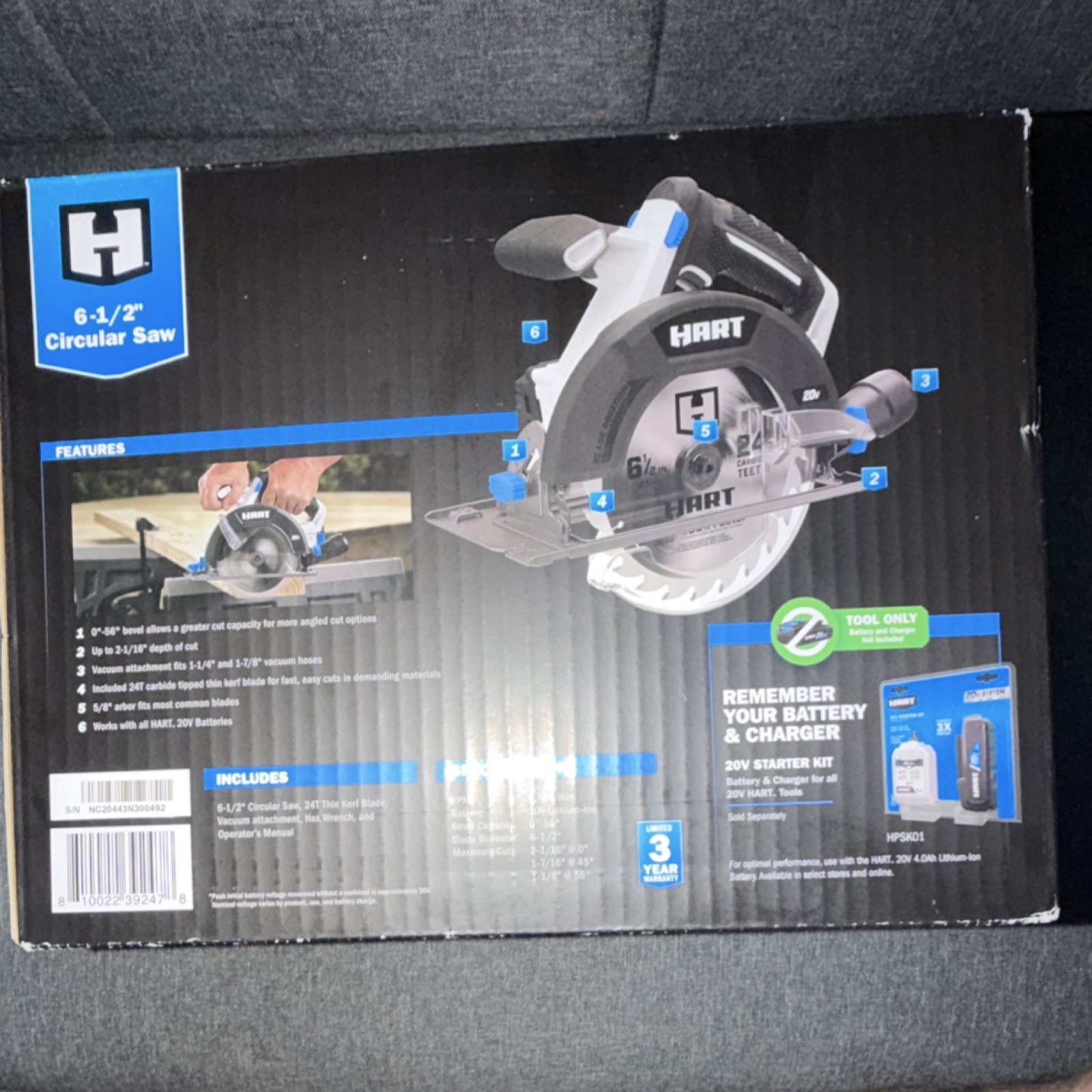 HART 20V 6-1/2" Circular Saw Tool Only High Speed Cutting Vacuum Attachment gallery