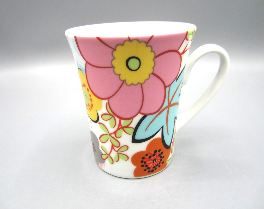 Multiple Choice, White Multicolor Pop-Art Floral Coffee Tea Mug 10 oz (457)