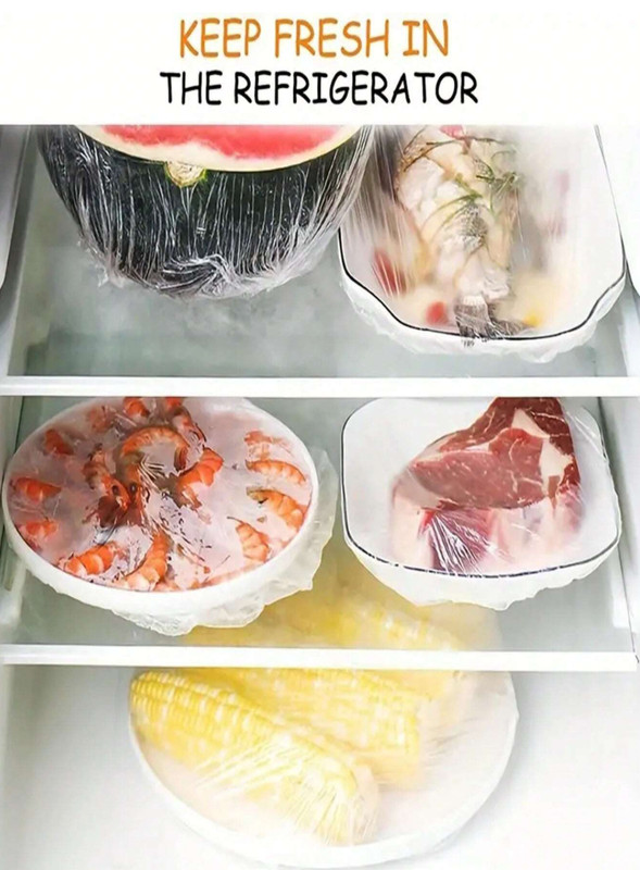 100Pcs Disposable Plastic Wrap Covers for Food Storage & Freshness gallery