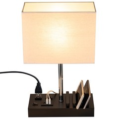 Upgraded 3 USB Table Lamp 2 USB A C Charging Ports 2 AC Outlets Phone Stand