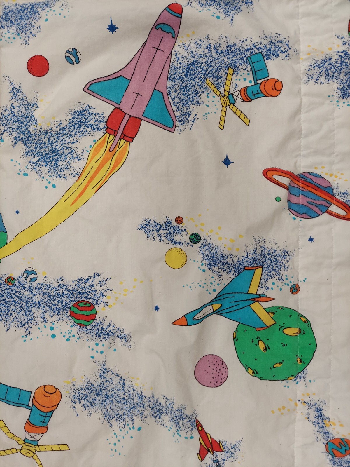 Outer Space Curtains by Coming Home Made USA 63"x40" Rockets Planets Spaceships gallery