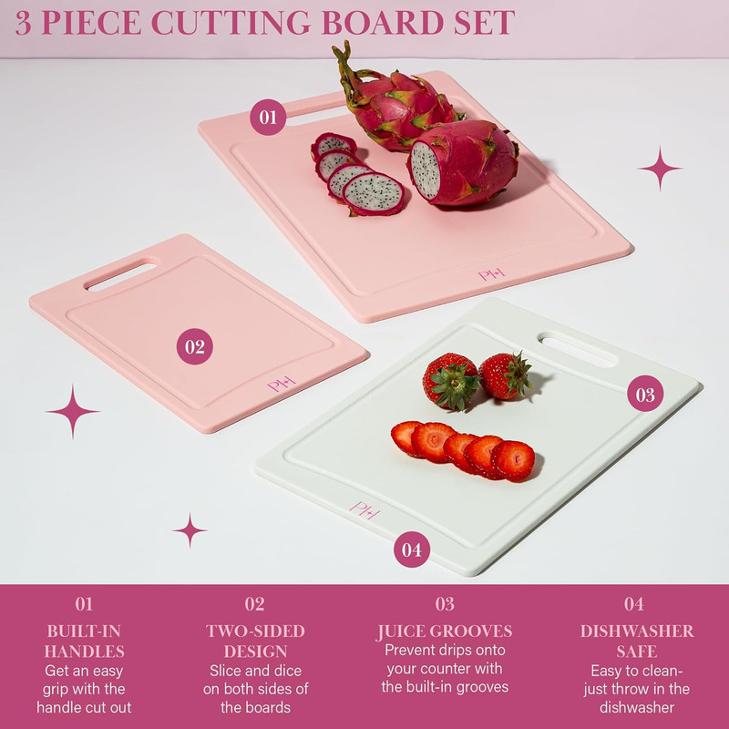 Cutting Boards, Dual-Sided Cutting Board Set with Built-In Juice Grooves, Easy-G gallery