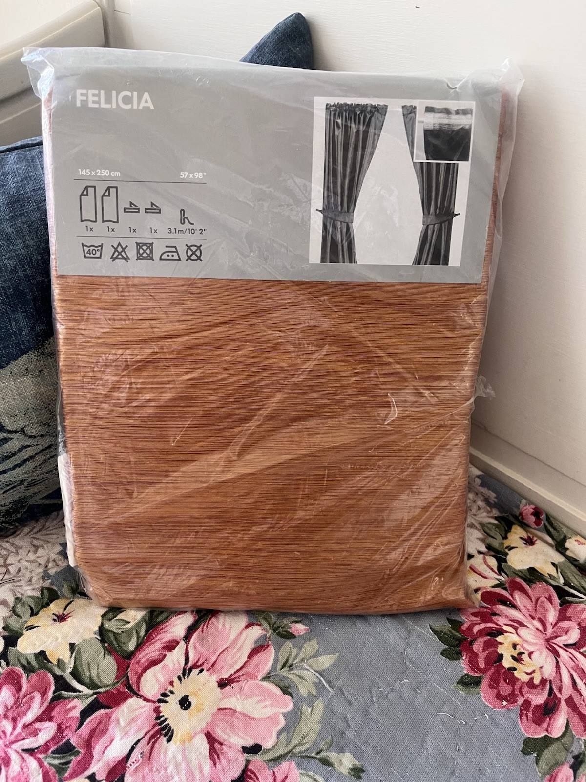 🌷2 IKEA FELICIA SHINY COPPER UNLINED DRAPERY PANELS 56X115 NIP (4 Available) gallery