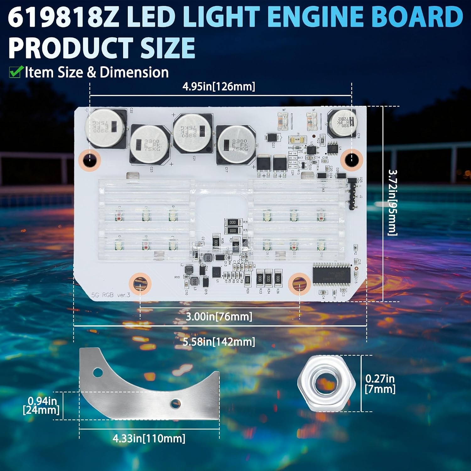619818Z LED Light Engine Board PCBA Fit Pentair IntelliBrite 5G Control Board gallery