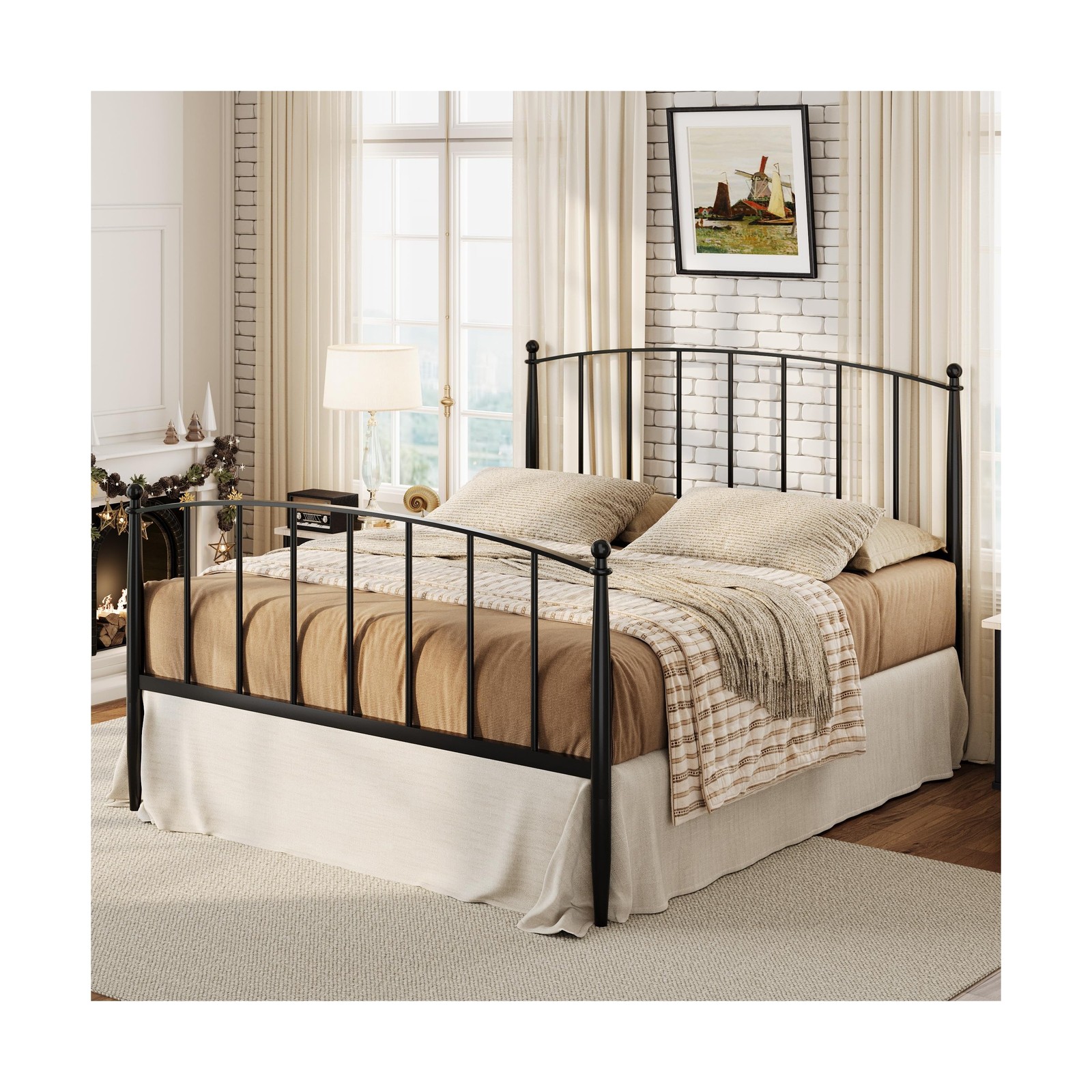 SHA CERLIN Queen Bed Frame, Metal Platform Bed with Victorian Style Iron-Art ... gallery