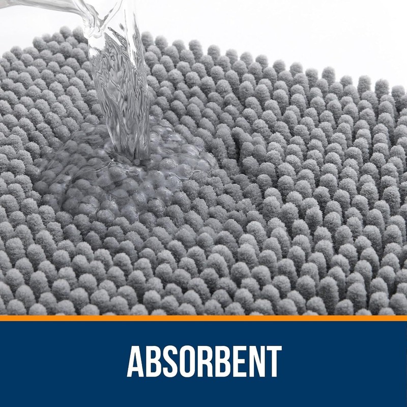 Extra Soft Absorbent Chenille Rubber Backing Quick Dry Rug 30x20 (GRAY) gallery
