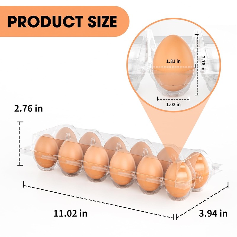 Egg Cartons Cheap Bulk 100 Pack, 1 Dozen Plastic Egg Carton for Refrigerator,... gallery