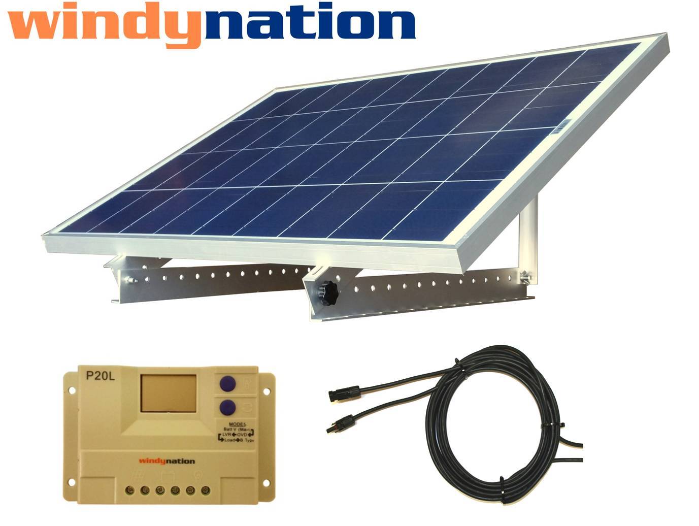 Portable 100 Watt 100W 12V Solar Panel Kit + Mount RV, Cabin, Off-Grid Battery gallery