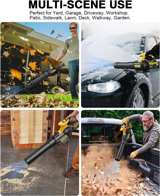 SOARFLY Cordless Leaf Blower – 650 CFM | 28,000 RPM Brushless Motor, 2×4.0Ah Bat gallery